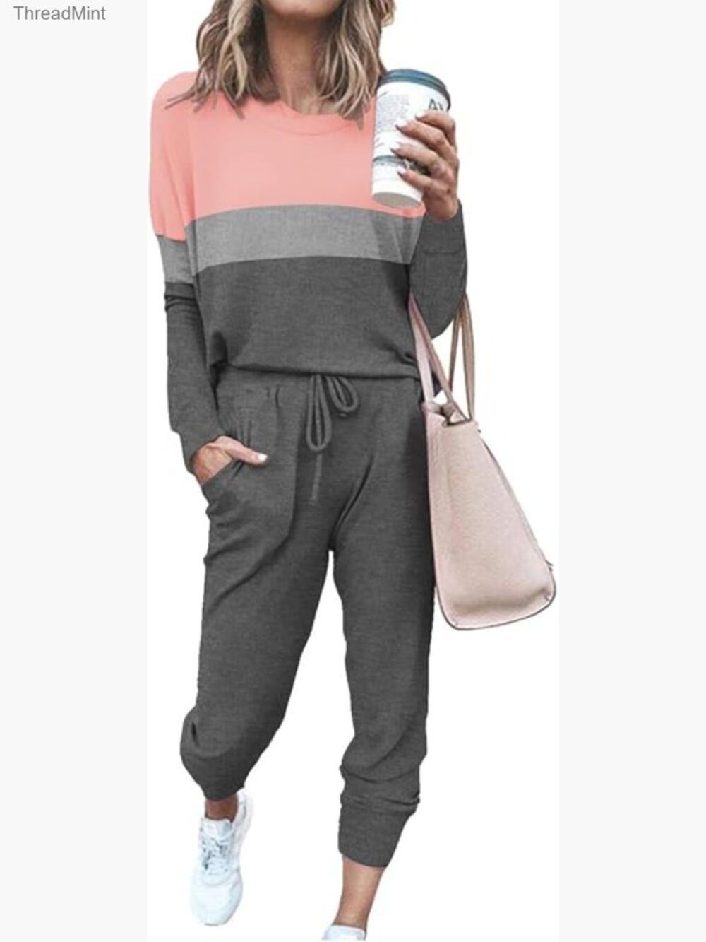 Women's Two Piece Lounge Set Sweatsuit Long Sleeve Pullover with Pants